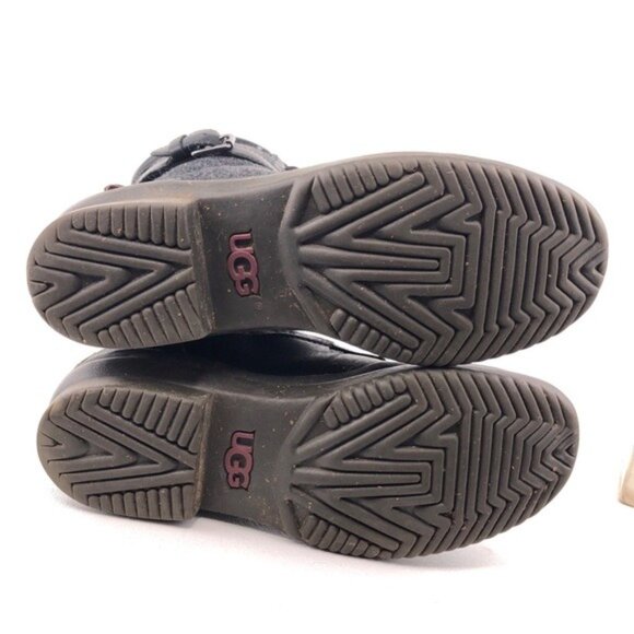 UGG Kesey Black Leather Winter Ankle Boots 6 - Picture 8 of 13